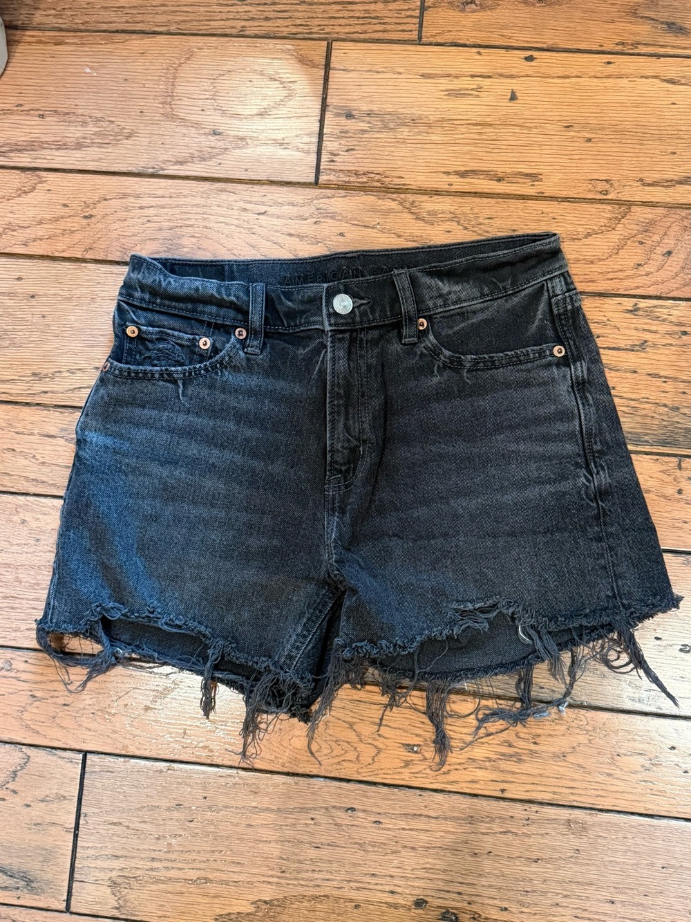 American Eagle Outfitters Black Distressed Denim Cutoff Shorts